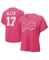 Majestic Women's  Threads Josh Allen Pink Distressed Buffalo Bills Name And Number T-shirt In Pink