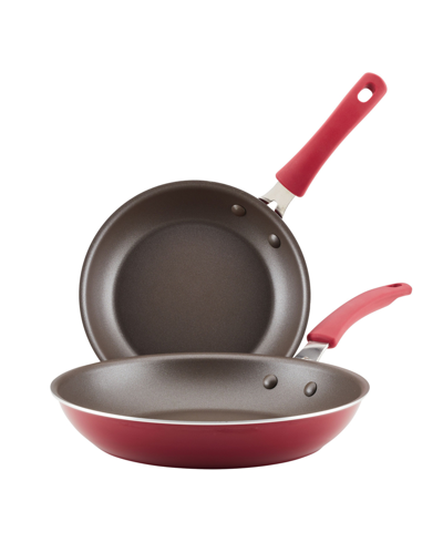 Rachael Ray Cook + Create Aluminum Nonstick Frying Pan Set, 2 Piece In Red