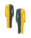 Staud Women's  Green, Gold Green Bay Packers Shoko Knit Button-up Sweater Dress In Green,gold