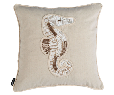 Safavieh Sanden Seahorse 18" X 18" Pillow In Natural