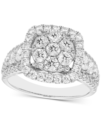 Macy's Diamond Square Shaped Halo Cluster Engagement Ring (2 Ct. T.w.) In 14k White Gold