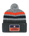 47 BRAND MEN'S '47 BRAND GRAY HOUSTON ASTROS STACK CUFFED KNIT HAT WITH POM