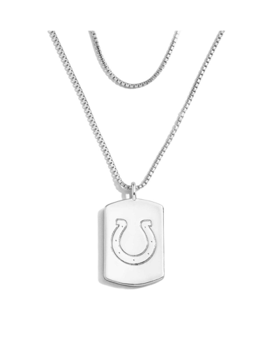 WEAR BY ERIN ANDREWS WOMEN'S WEAR BY ERIN ANDREWS X BAUBLEBAR INDIANAPOLIS COLTS SILVER-TONE DOG TAG NECKLACE