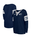 NEW ERA WOMEN'S NEW ERA NAVY DALLAS COWBOYS LACE-UP NOTCH NECK LONG SLEEVE T-SHIRT