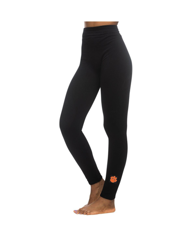 Zoozatz Women's  Black Clemson Tigers Fleece Leggings