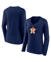 Fanatics Branded Navy Houston Astros Official Logo V-neck Long Sleeve T-shirt In Navy