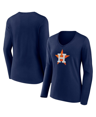 Fanatics Branded Navy Houston Astros Official Logo V-neck Long Sleeve T-shirt