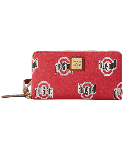 Dooney & Bourke Women's  Ohio State Buckeyes Sporty Monogram Large Zip-around Wristlet In Red