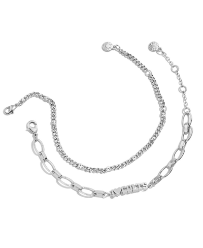 Wear By Erin Andrews Women's  X Baublebar Silver-tone Indianapolis Colts Linear Bracelet Set