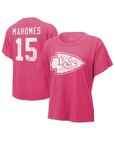 Majestic Women's  Threads Patrick Mahomes Pink Distressed Kansas City Chiefs Name And Number T-shirt