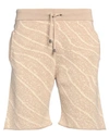 DANIELE FIESOLI DANIELE FIESOLI MAN SHORTS & BERMUDA SHORTS BEIGE SIZE L COTTON