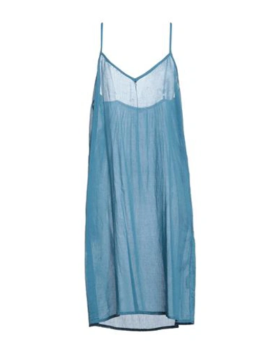 Maison Hotel Woman Midi Dress Slate Blue Size Xl Cotton