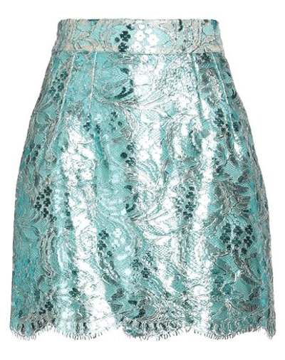 Dolce & Gabbana Woman Mini Skirt Turquoise Size 8 Cotton, Viscose, Polyamide In Blue