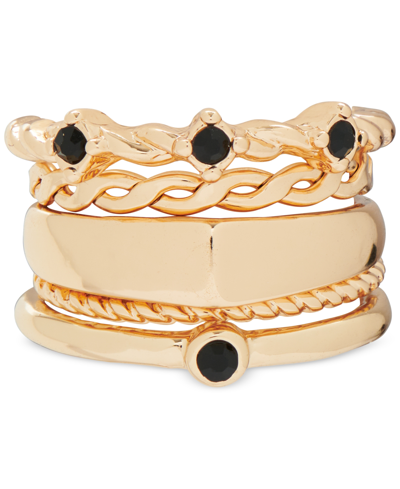Lucky Brand Gold-tone 5-pc. Set Jet Pave Stack Rings