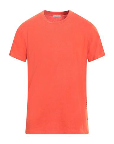 Moncler Man T-shirt Orange Size L Cotton, Polyester