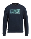 Ea7 Man Sweatshirt Navy Blue Size S Cotton, Polyester, Elastane