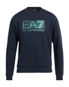 Ea7 Man Sweatshirt Navy Size Xs Cotton, Polyester, Elastane In Navy Blue