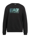 Ea7 Man Sweatshirt Black Size 3xl Cotton, Polyester, Elastane