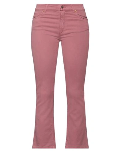 Avantgar Denim By European Culture Woman Pants Pastel Pink Size 26 Cotton, Polyester, Rubber