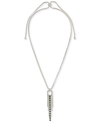 Lucky Brand Two-tone Crystal & Chain Fringe 25-1/4" Adjustable Long Pendant Necklace In Ttone