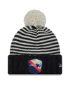 New Era Women's  Black New England Patriots 2023 Salute To Service Cuffed Pom Knit Hat In Black