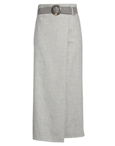Emporio Armani Woman Maxi Skirt Light Grey Size 14 Virgin Wool, Cashmere, Elastane