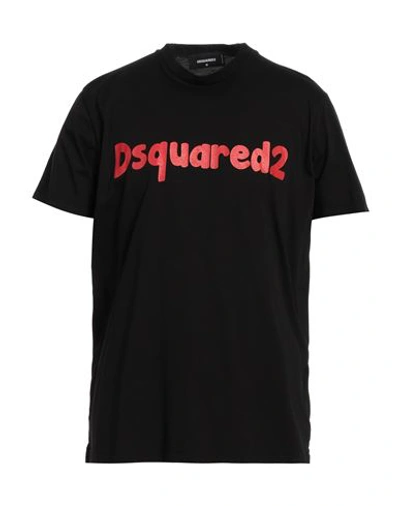 Dsquared2 Man T-shirt Black Size M Cotton In Black