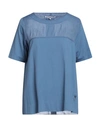 European Culture Woman T-shirt Slate Blue Size Xl Ramie, Cotton