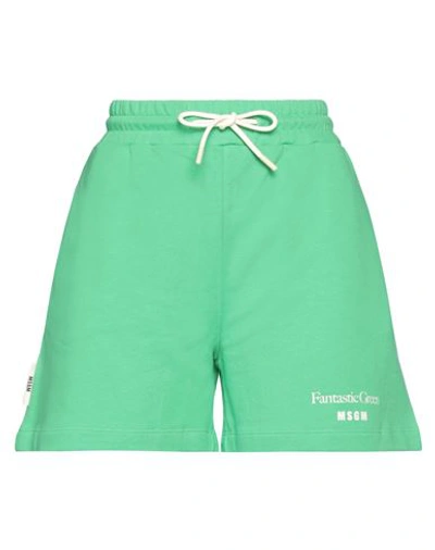 Msgm Woman Shorts & Bermuda Shorts Green Size L Organic Cotton