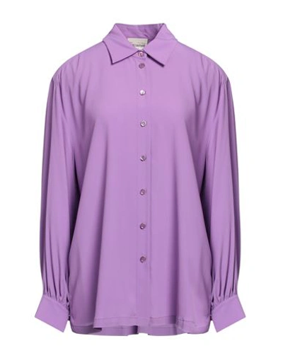 Semicouture Woman Shirt Light Purple Size 8 Acetate, Silk