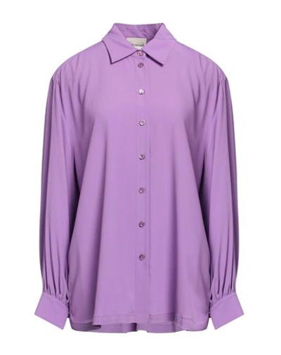 Semicouture Woman Shirt Mauve Size 10 Acetate, Silk In Purple