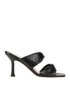 Anna F . Woman Sandals Black Size 10 Soft Leather