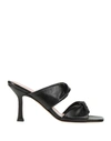 Anna F . Woman Sandals Black Size 10 Soft Leather In Black