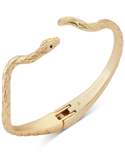 Lucky Brand Gold-tone Jet Pave Snake Cuff Bracelet