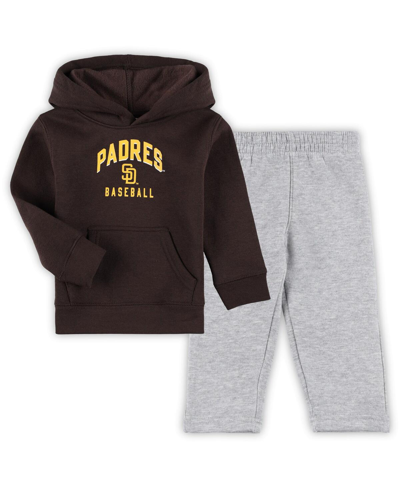 Outerstuff Babies' Toddler Boys And Girls Brown, Gray San Diego Padres Play-by-play Pullover Fleece Hoodie And Pants Se In Brown,gray