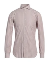 Barba Napoli Man Shirt Brown Size 17 Cotton In Beige