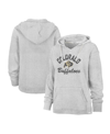 47 BRAND WOMEN'S '47 BRAND GRAY DISTRESSED COLORADO BUFFALOES WRAPPED UP KENNEDY V-NECK PULLOVER HOODIE