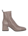 Pomme D'or Woman Ankle Boots Taupe Size 10 Soft Leather In Grey