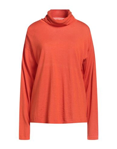 Svevo Woman Turtleneck Orange Size 12 Cashmere, Silk