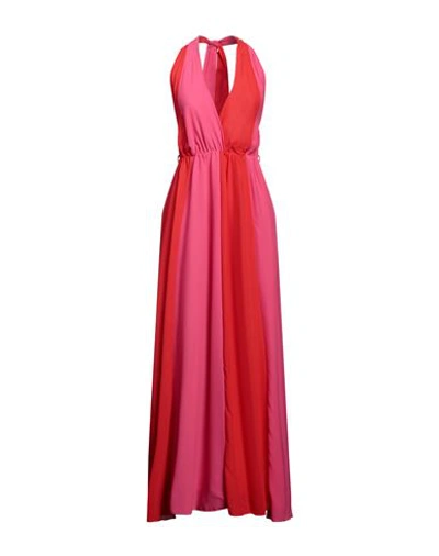 Siste's Woman Maxi Dress Red Size L Polyester, Elastane In Pink