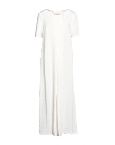 Camicettasnob Woman Maxi Dress Ivory Size 6 Viscose, Linen In White