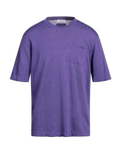 Paltò Man Sweater Purple Size M Linen, Cotton
