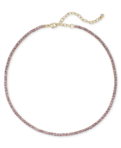 On 34th 3mm Crystal Station All-around Tennis Necklace, 15" + 2" Extender, Created For Macy's In Blue