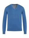 Rossopuro Man Sweater Navy Size 3 Cotton In Navy Blue