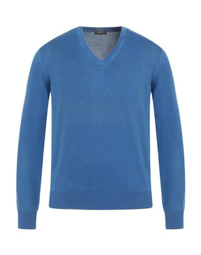 Rossopuro Man Sweater Navy Size 3 Cotton In Navy Blue