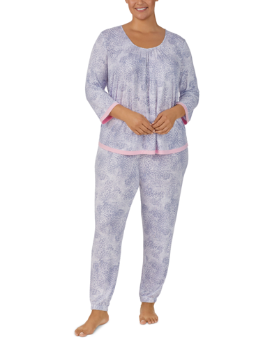 Ellen Tracy Plus Size 2-pc. Printed Jogger Pajamas Set In White Animal