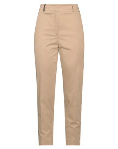 Peserico Woman Pants Camel Size 8 Cotton, Elastane In Beige