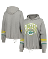 47 BRAND WOMEN'S '47 BRAND HEATHER GRAY DISTRESSED GREEN BAY PACKERS PLUS SIZE UPLAND BENNETT PULLOVER HOODIE