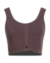 Andreädamo Andreādamo Woman Top Chocolate Brown Size Xs Viscose, Polyester, Polyamide, Elastane