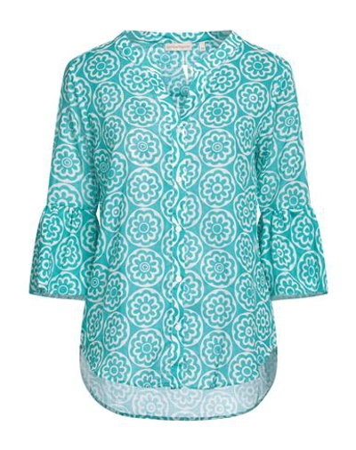 Camicettasnob Woman Shirt Turquoise Size 8 Cotton In Blue